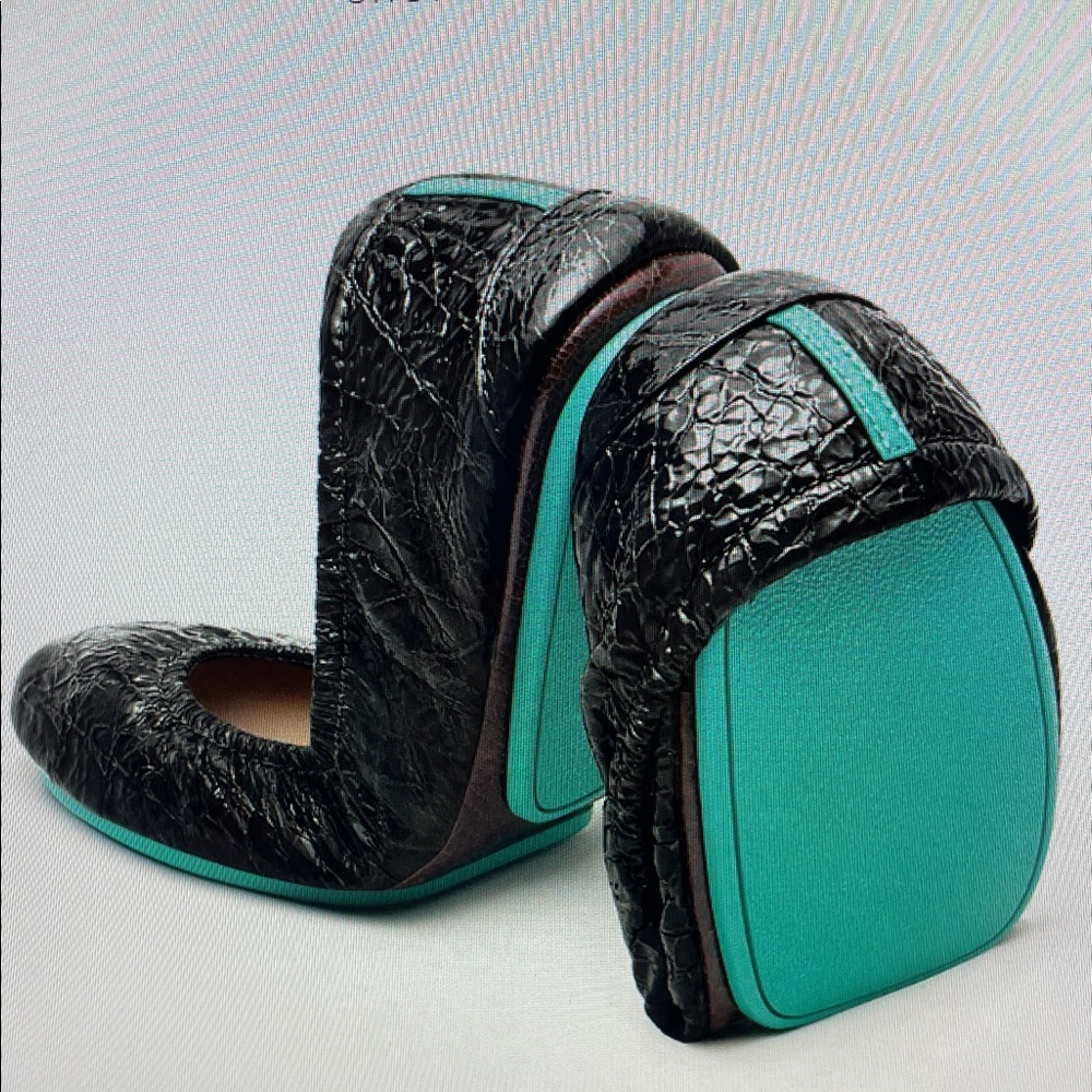 Tieks Black and Teal Flats